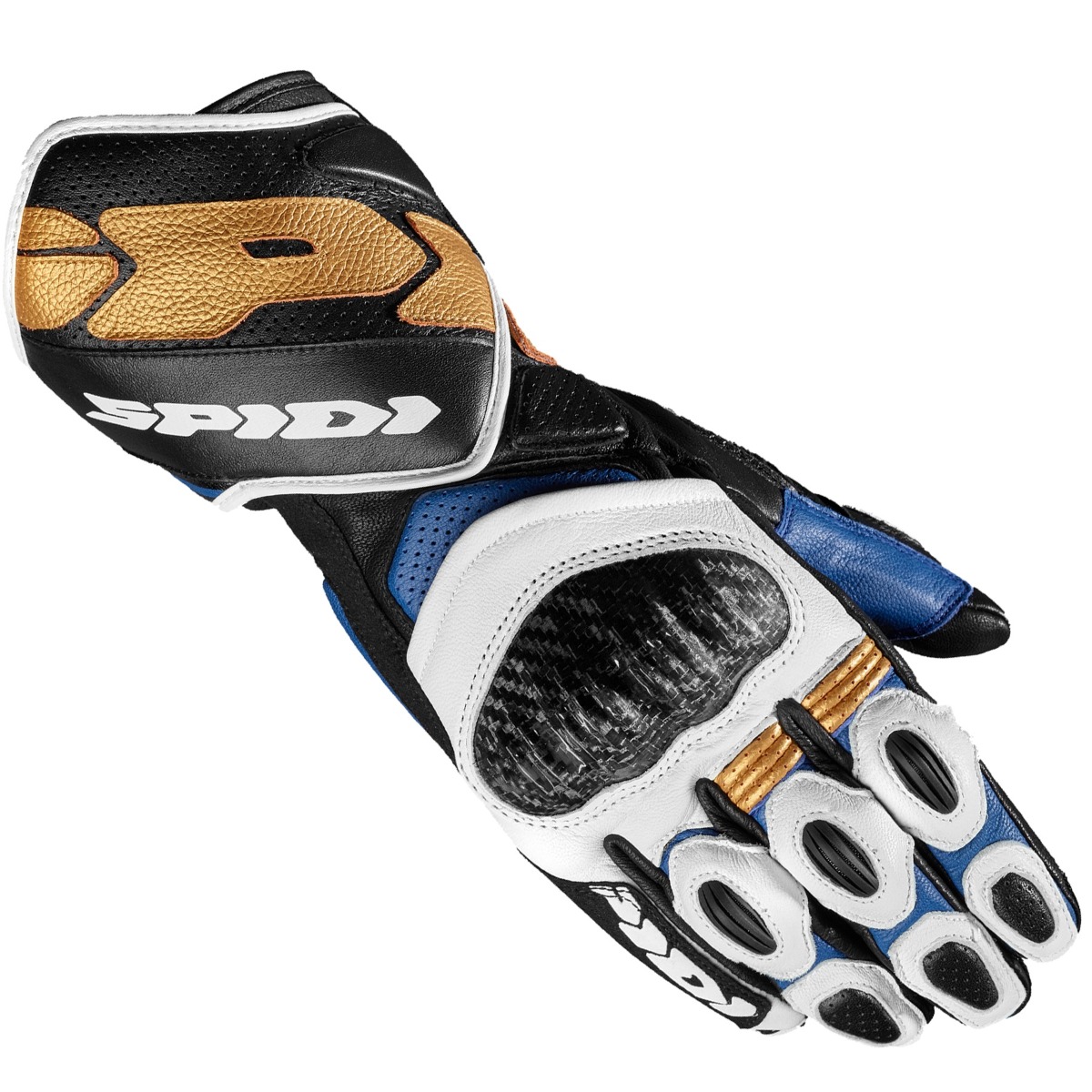 Spidi Carbo 7 Blue Gold Motorcycle Gloves M