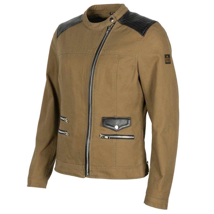 Helstons Cher Canvas Cotton Leather Kraft Brown Jacket L
