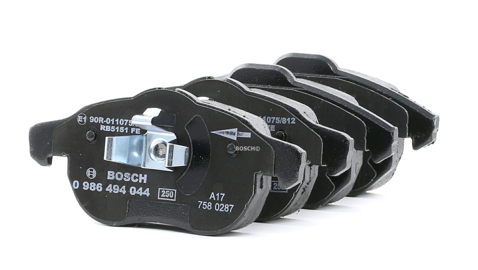BOSCH Jarrupalat OPEL,FIAT,CHEVROLET 0 986 494 044 1012800120,12765397,12800120 Jarrupalasarja,Jarrupala, Levyjarru 12803551,1605088,1605094,1605095