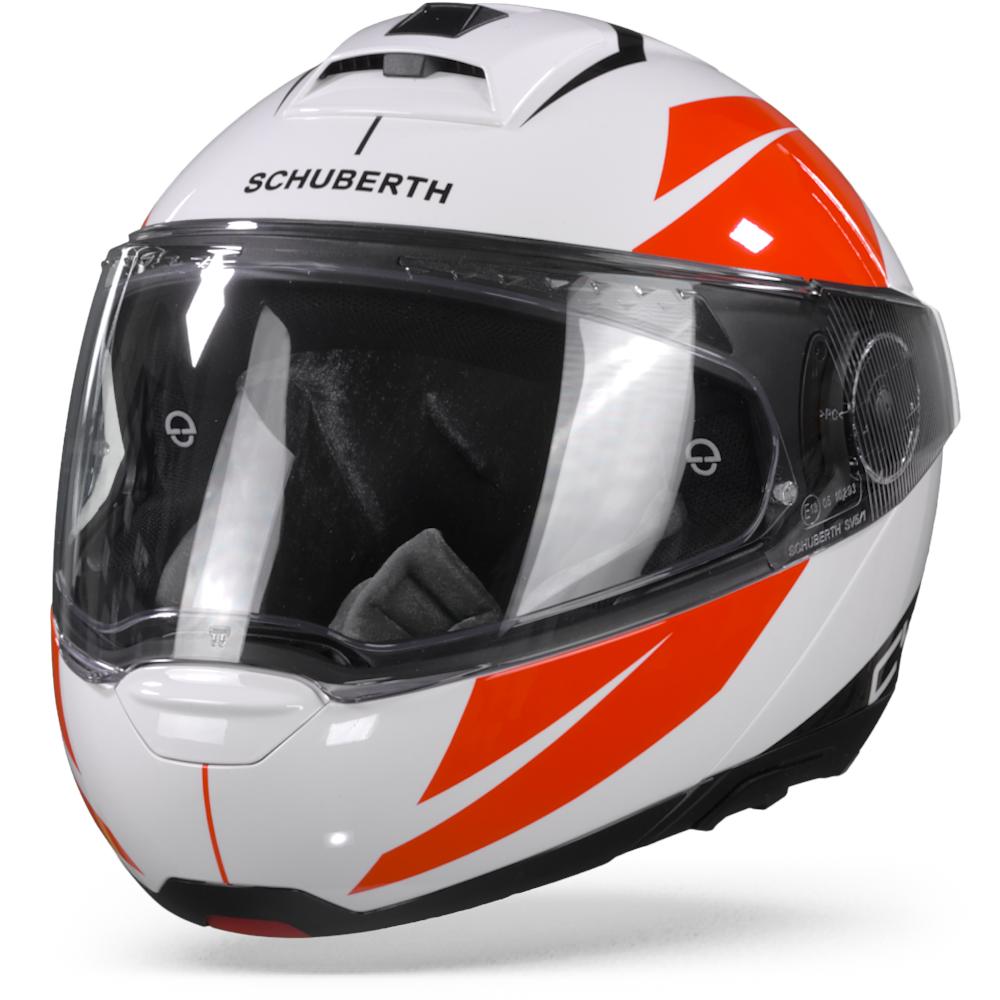 Schuberth C4 Pro Merak White Red Modular Helmet 2XL