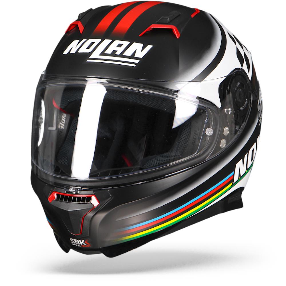 Nolan N87 SBK N-Com 060 Matt Black White Red S