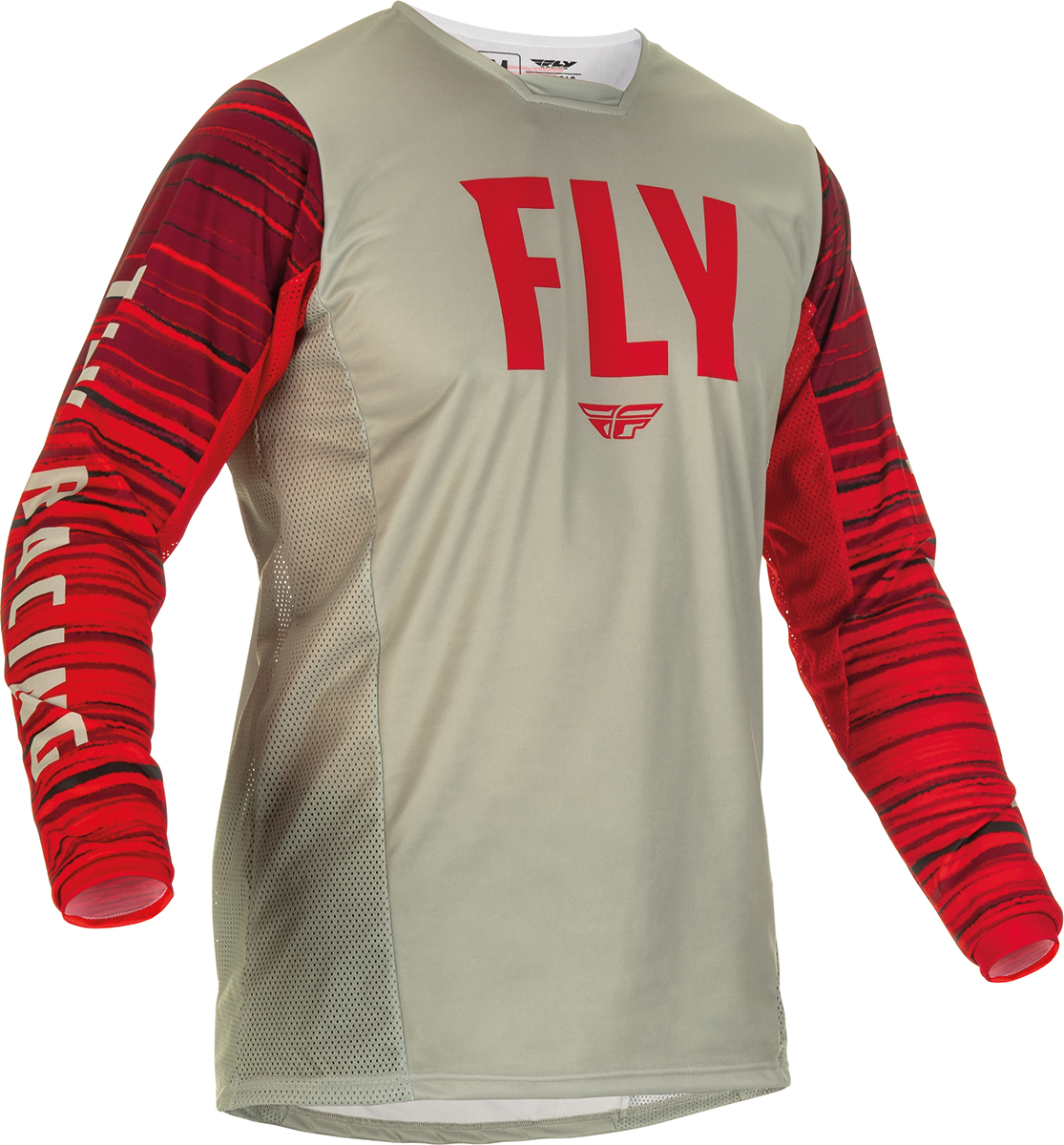 FLY Racing Kinetic Wave Jersey Light Grey Red 2XL