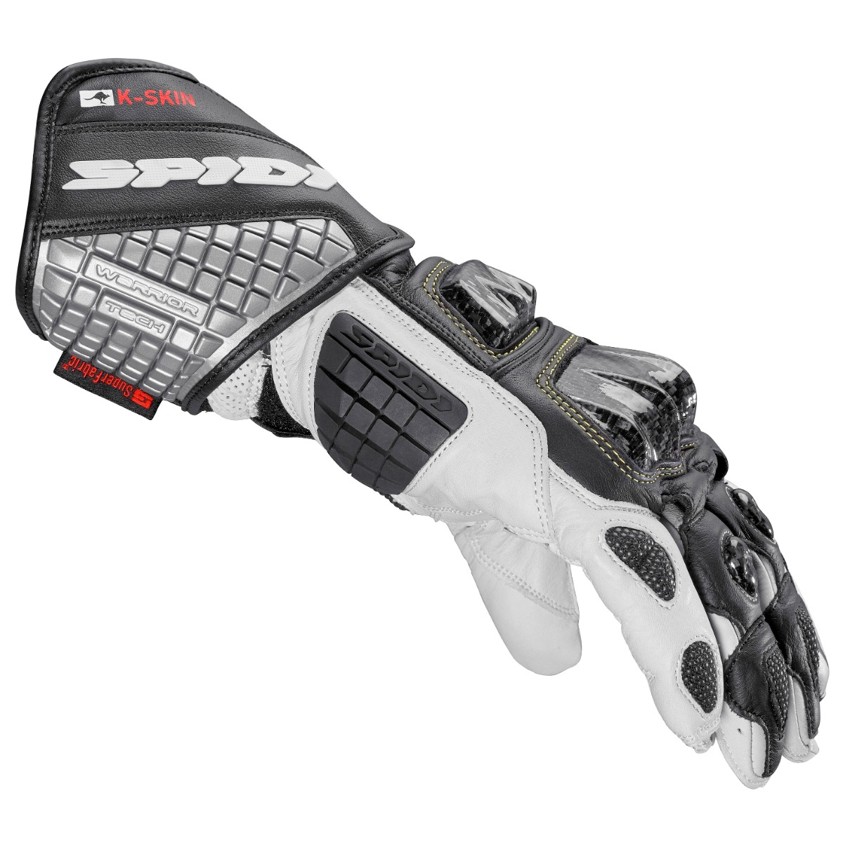 Spidi Carbo Kangaroo Black White Motorcycle Gloves XL