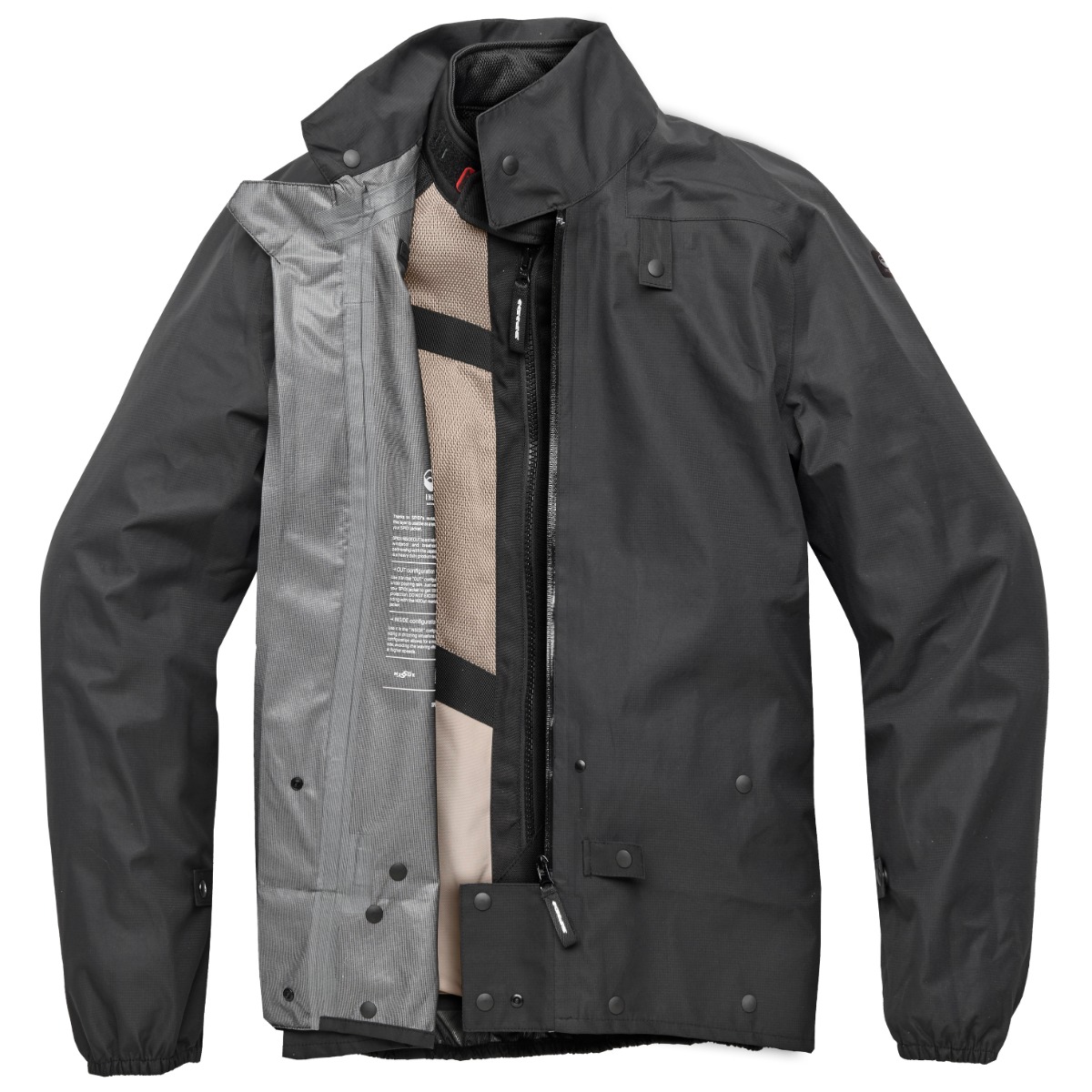 Spidi Insideout Laminated Black Motorcycle Jacket L