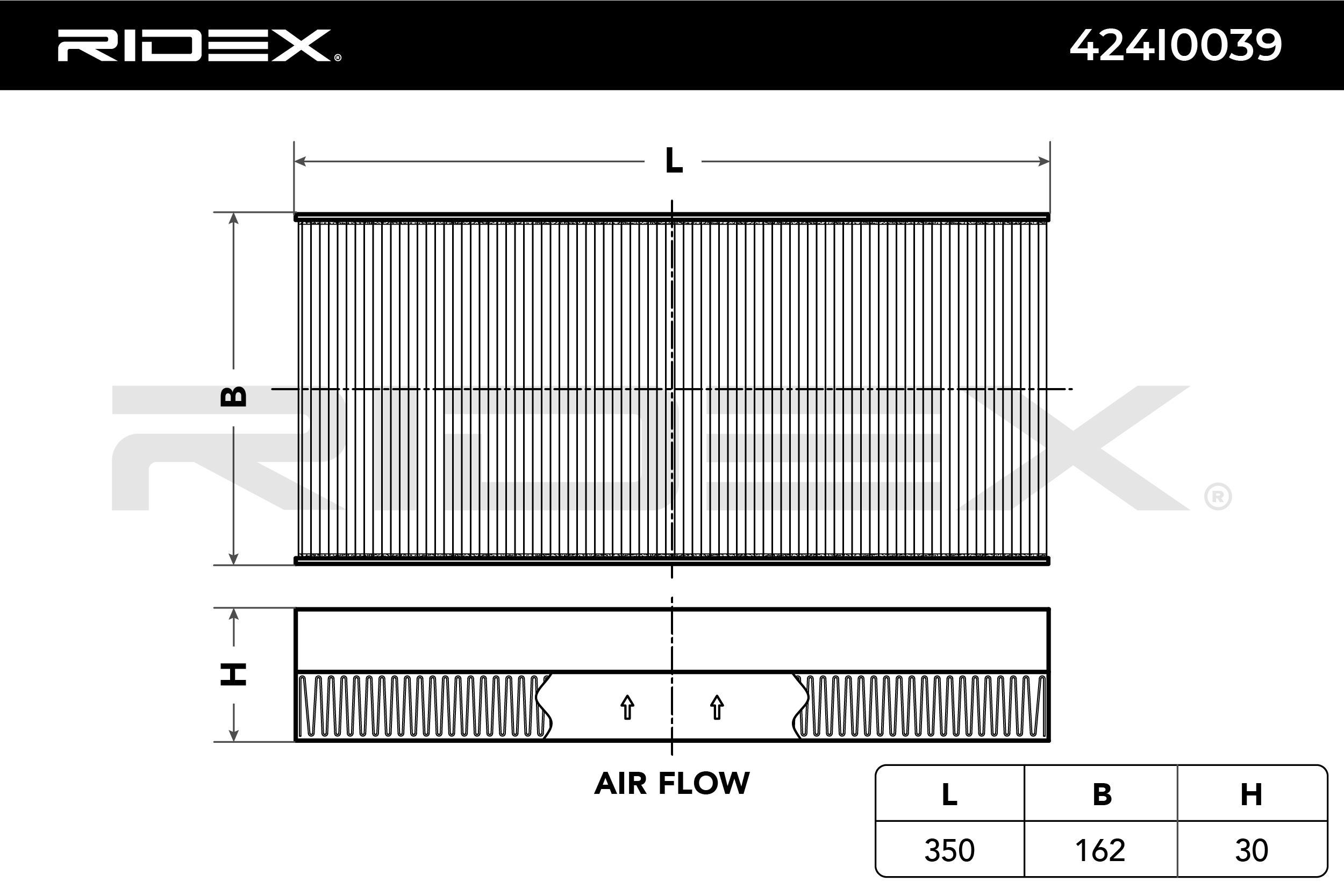 RIDEX Raitisilmasuodatin FORD 424I0039 1062253,1585195,1672948 Sisäilmansuodatin,Suodatin, Sisäilma MEXS4H16N619AB,TAMT16N619F2CS,XS4H16N619AB