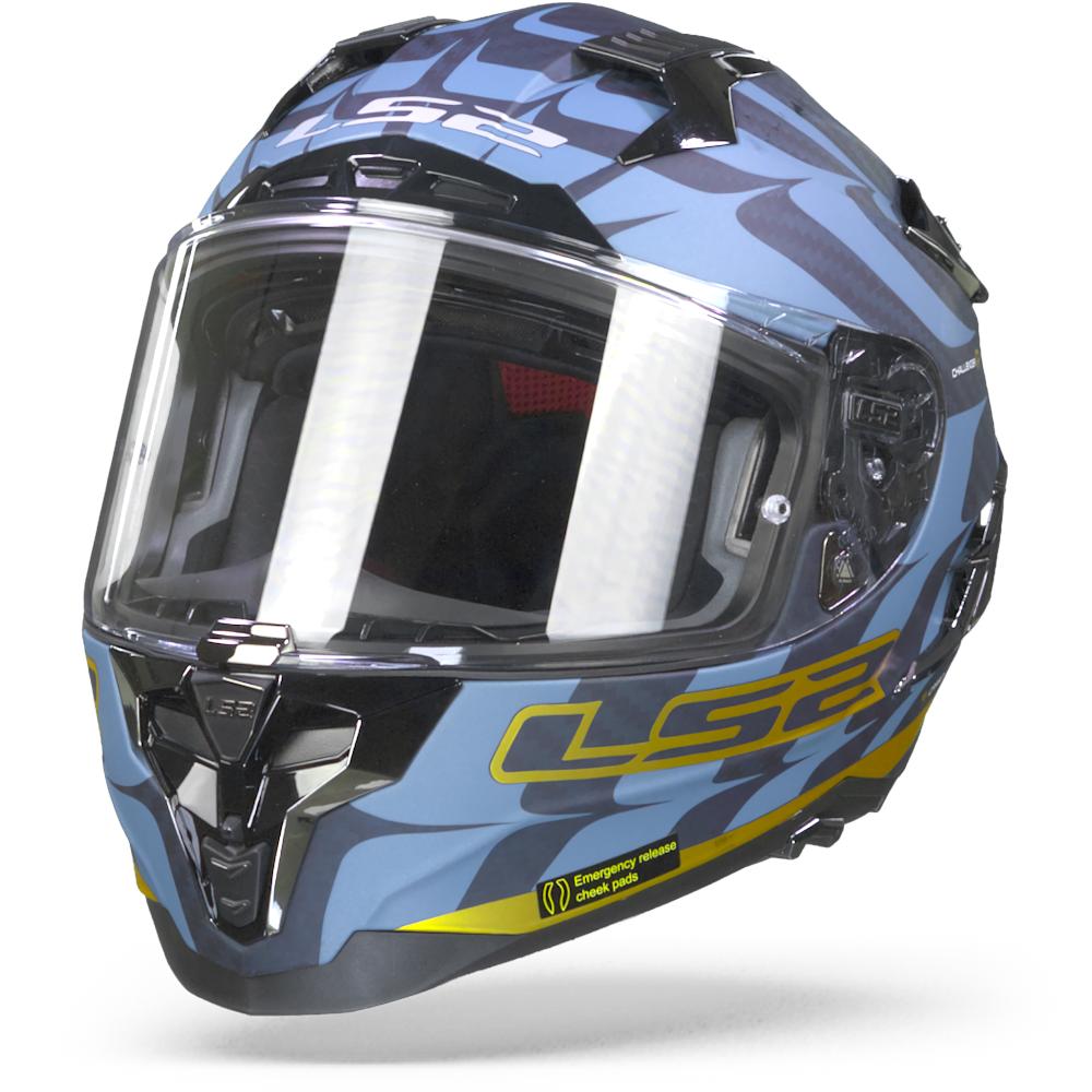 LS2 FF327 Challenger Carbon Flames Blue Carbon Gold XL