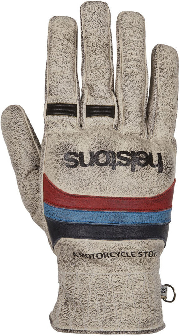 Helstons Bora Hiver Leather Beige Blue Red Motorcycle Gloves T10