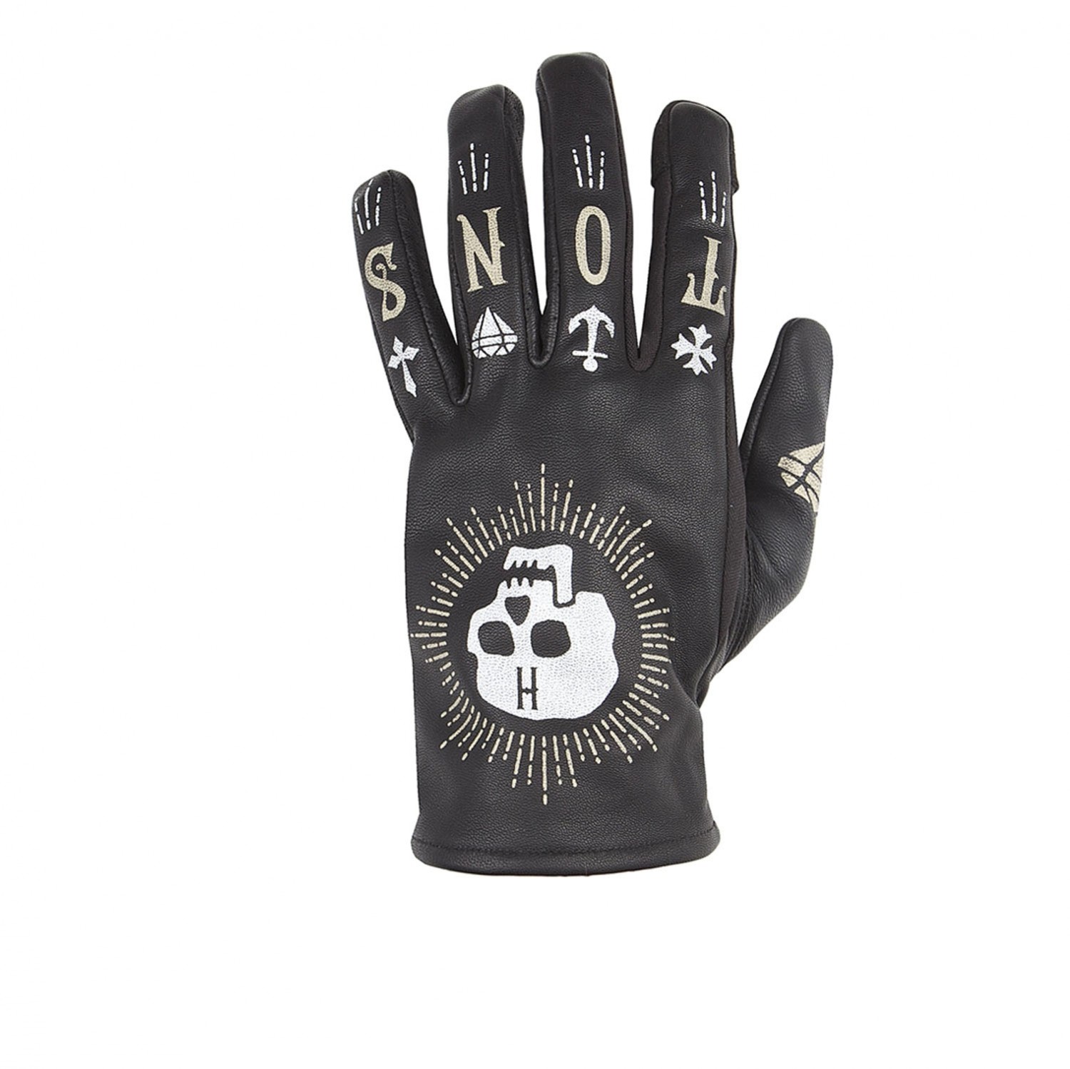 Helstons Kustom Summer Leather Black Skull Gloves T10