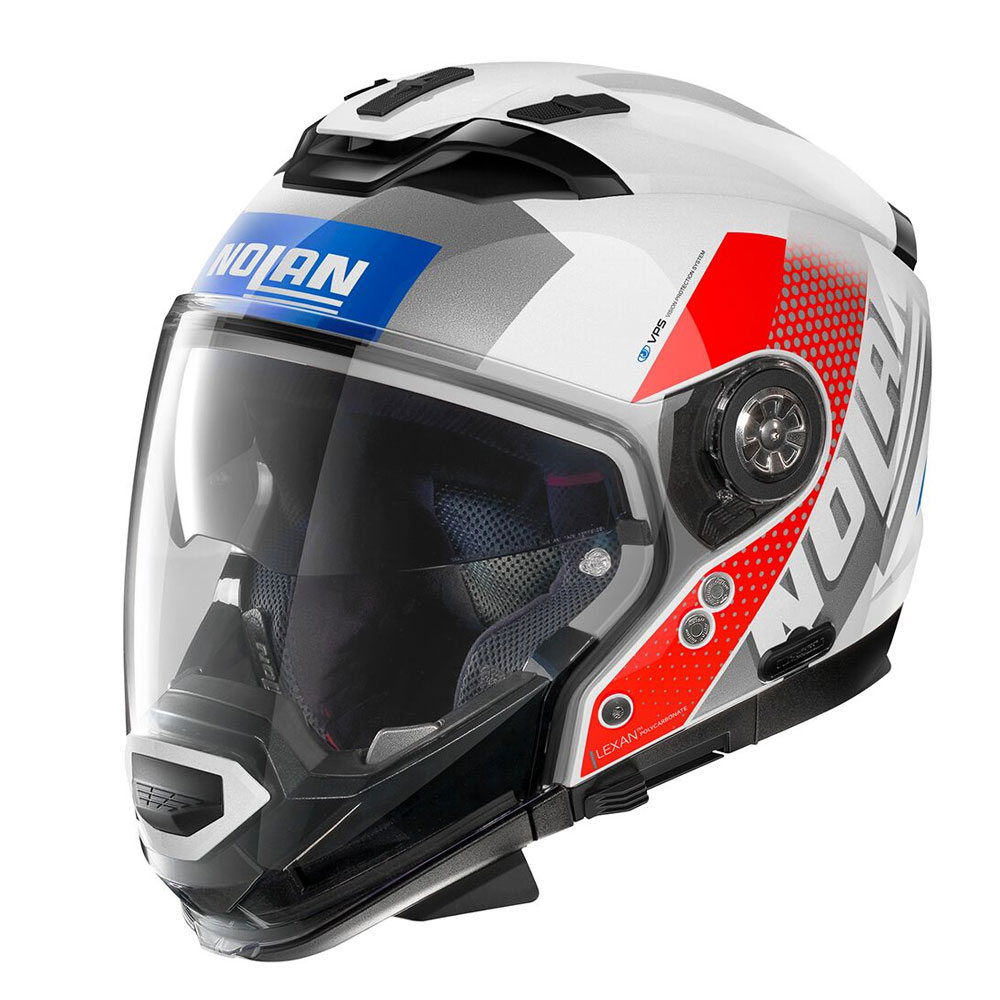 Nolan N70-2 GT Celeres 33 Metal White Red Blue Silver 3XL