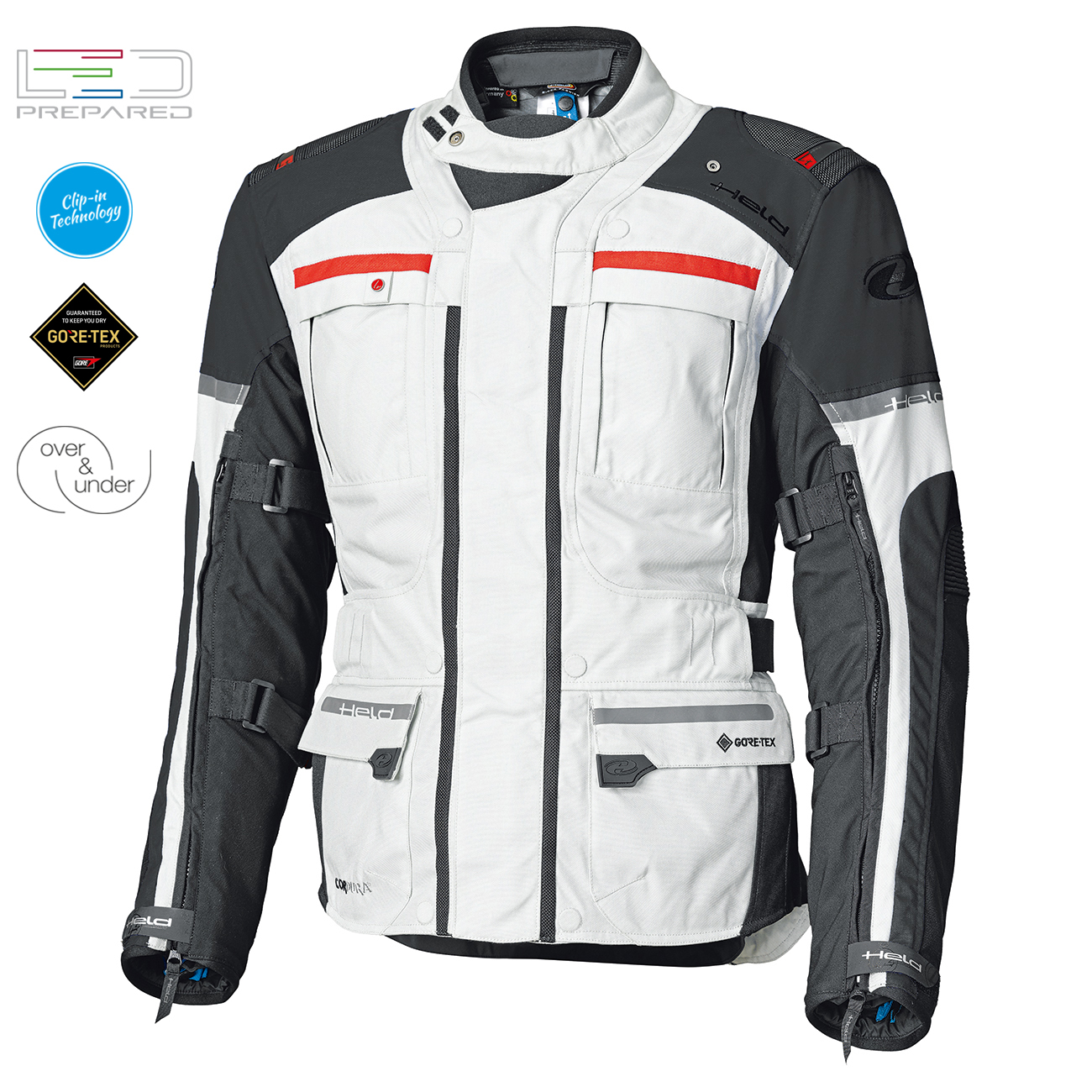 Held Carese Evo Gore Tex Touring Jacket Grey Red 4XL