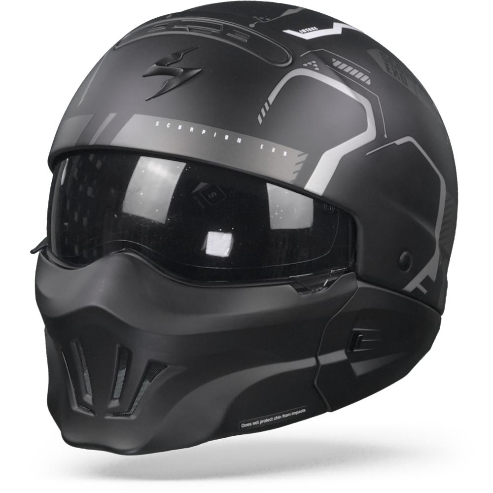 Scorpion EXO-Combat Evo Ram Matt Black Silver Jet Helmet 2XL