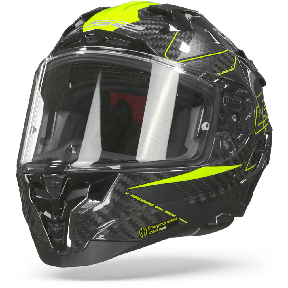 LS2 FF327 Challenger Carbon Fold Gloss Hivis Yellow S