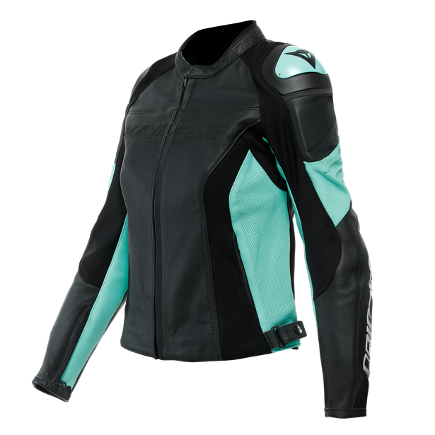 Dainese Racing 4 Lady Leather Jacket Perf. Black Acqua Green 40
