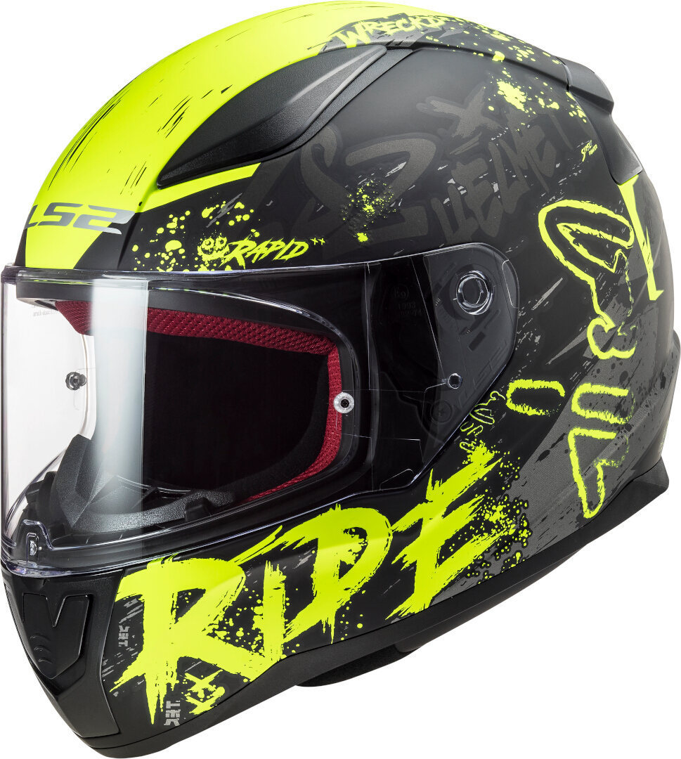 LS2 FF353 Rapid Naughty Matt Black Hivis Yellow XL