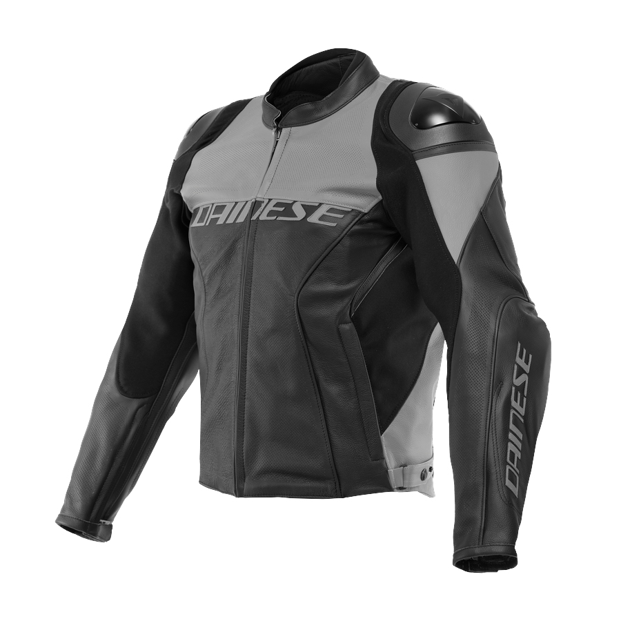 Dainese Racing 4 Leather Jacket Perf. Black Charcoal Gray 56