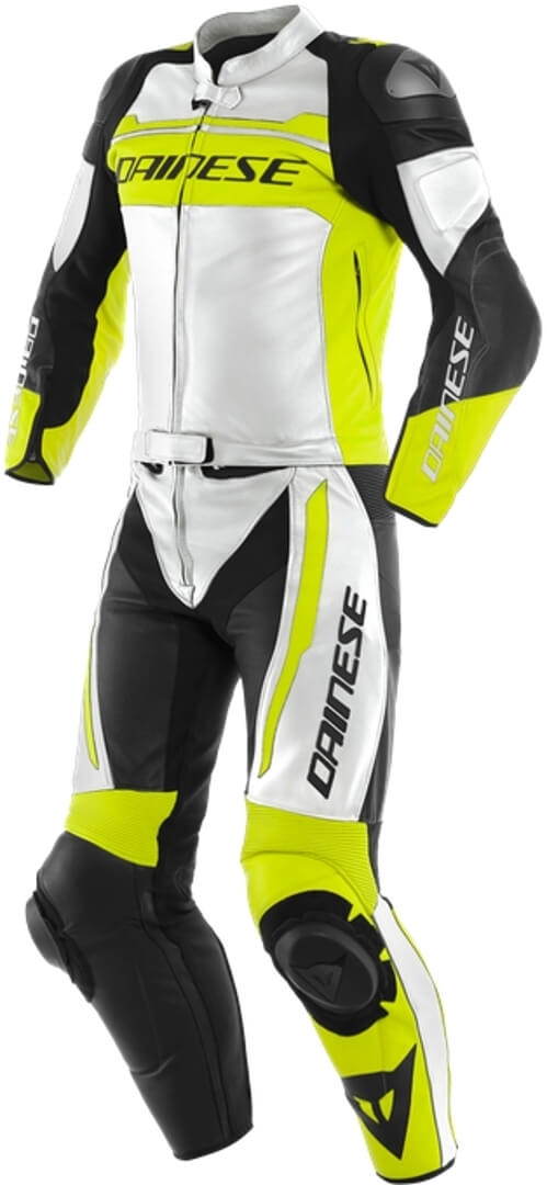 Dainese Mistel White Fluo Yellow Black Leather 2 Piece 50