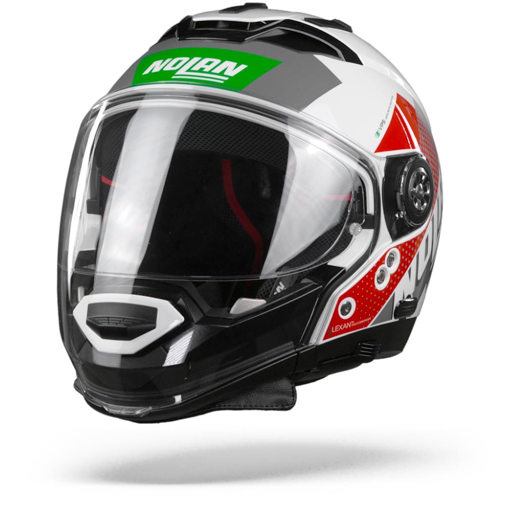 Nolan N70-2 GT Celeres 34 Metal White Red Green Silver 3XL